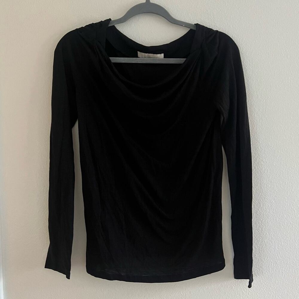 Vanessa Bruno Black Long Sleeve Relaxed Neckline Wool Blend Top Size 2